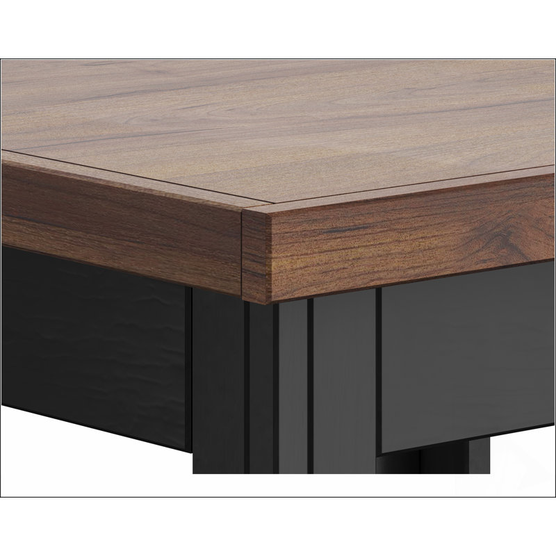 Table d'appoint 24 po, sans assemblage, finition sauge et bois fruitier, Plateau noir / base noyer