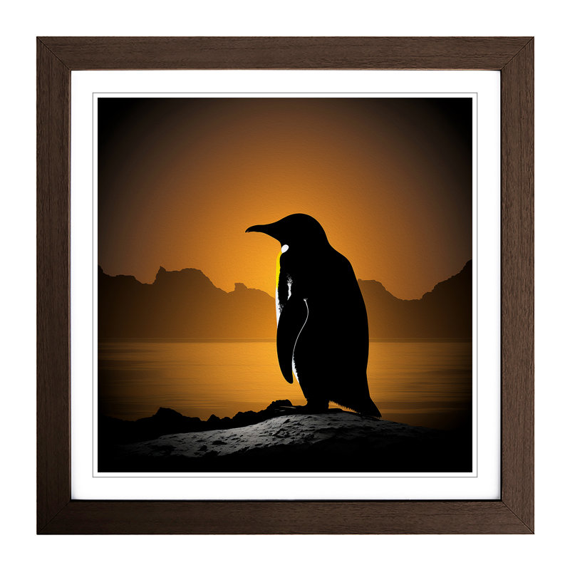 Penguin Silhouette - Framed Print, Walnut
