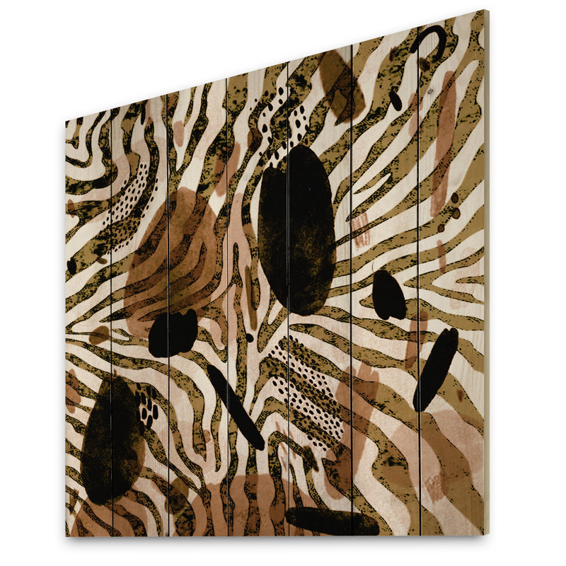Motif afro-américain - impression sur bois brun moderne, H 16 po x l 16 po x P 1 po