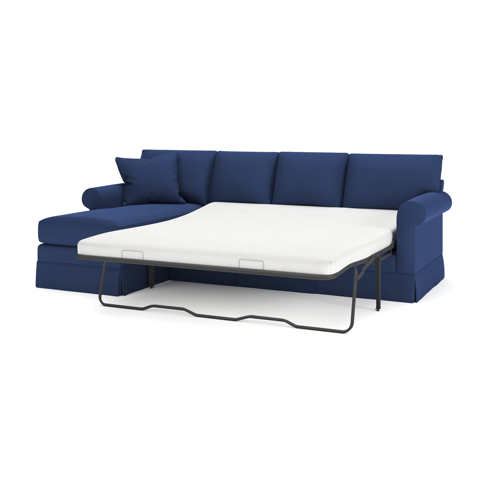 Friedman 2 - Piece Upholstered Sleeper Sectional, Left Hand Facing, Canvas Navy Sunbrella® Canvas