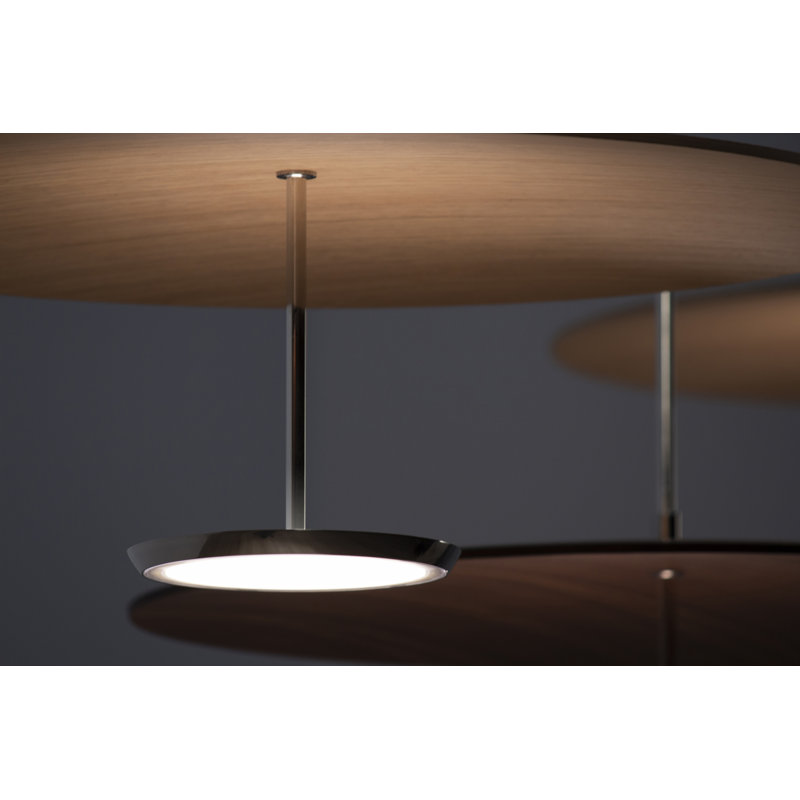 Sky 1 - Light Single Dome LED Pendant, 17.5" H x 24" W x 24" D, Walnut, Polished Aluminum