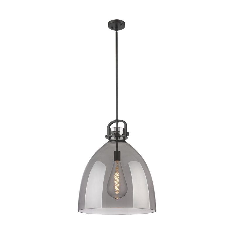 Luminaire suspendu 1 lumière Badillo, Plaqué couleur fumée, H 22 po x l 18 po x P 18 po, Noir mat