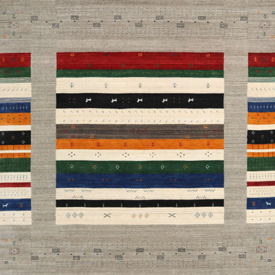 Tapis contemporain gris / rouge / beige Candida