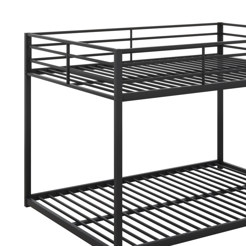 Low-Profile Metal Bunk Bed Equipped With An Access Ladder, Black