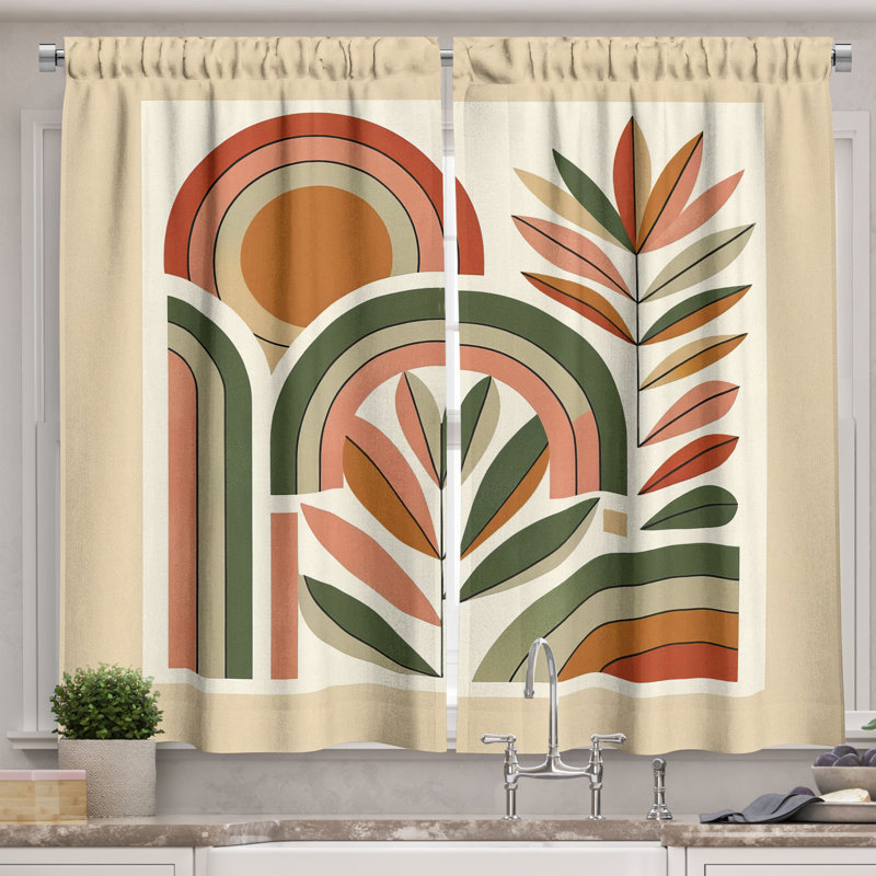 Monstera Kitchen Curtain, 55" W x 39" L