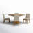 Arwilla Ebony Black 5 Piece 59"W Contemporary Round Dining Table Set with Pedestal Base and Beige Fabric Chairs-681869355