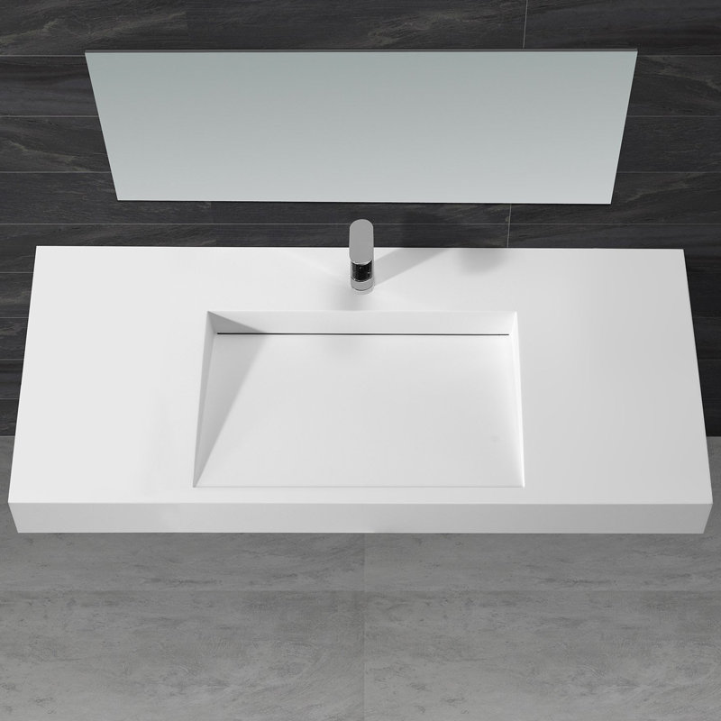 ADM Bathroom 20'' Resin Square Bathroom Sink, Matte/White