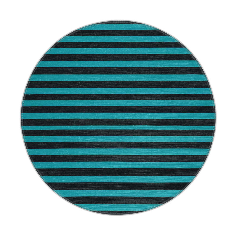 Tapis intérieur / extérieur gris HorizontalStripes, Rond 5 pi