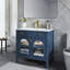 Meuble-lavabo Mid-Century avec capteur de mouvement et verre à motif, bleu-948505103
