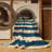 Washable Steel Blue Cream Striped Area Rug-262594635