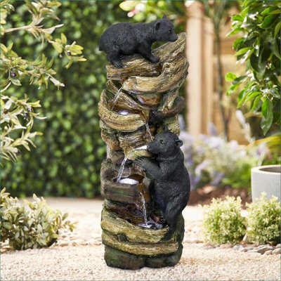 Fontaine de jardin d'extérieur à 5 niveaux H 39,3 po Fountains | DEL | Jardin sur la pelouse | Fuentes, Fuente de Jardin, Cascada | Résine | Étagé