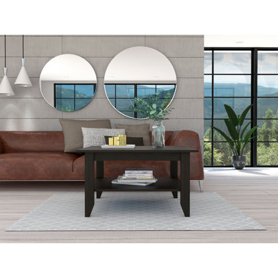 Table basse Essential, une tablette, quatre pieds - noir