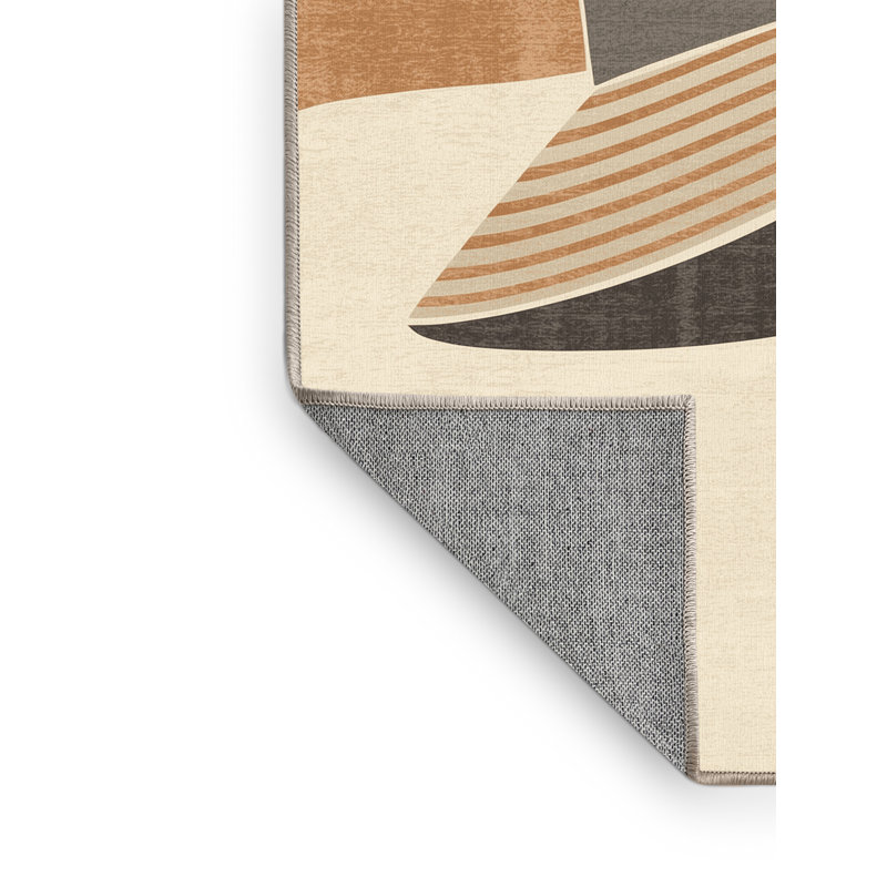 Tapis rayé beige lavable à la machine Brooksville, 4 x 6