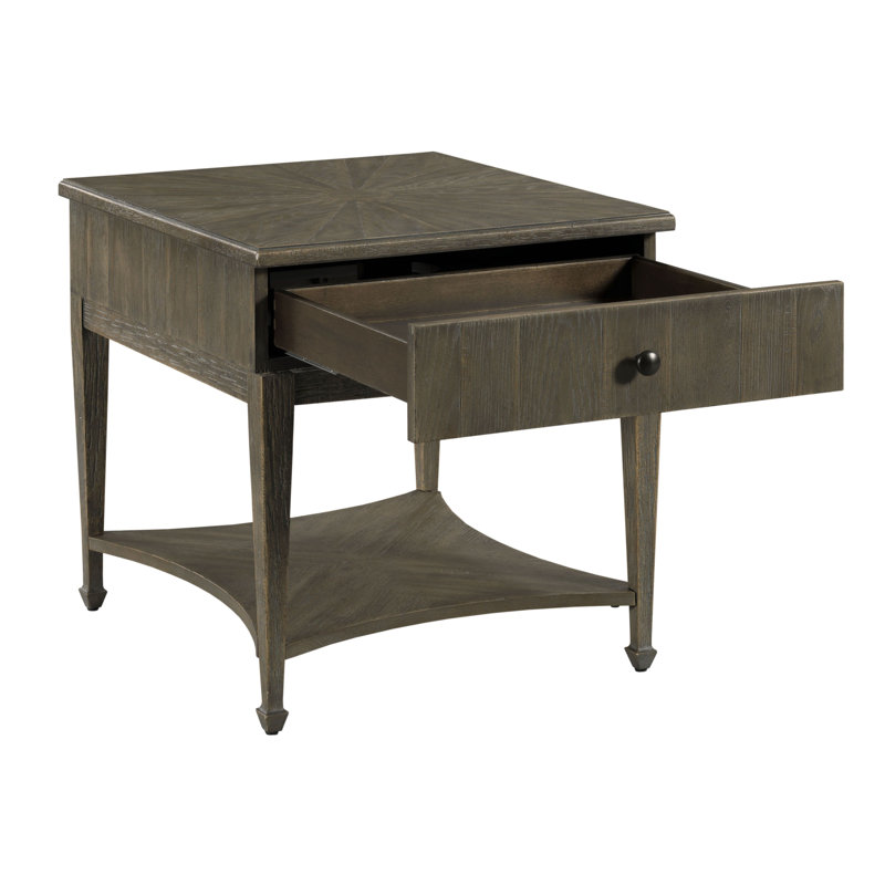 Table de bout avec rangement en bois massif Aliciana