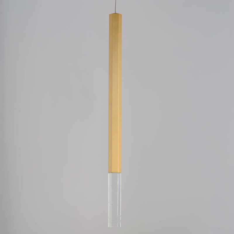 Filmon 1 - Light Gold LED Single Pendant, Gold, 23.75" H x 1.5: W x 1.5" D