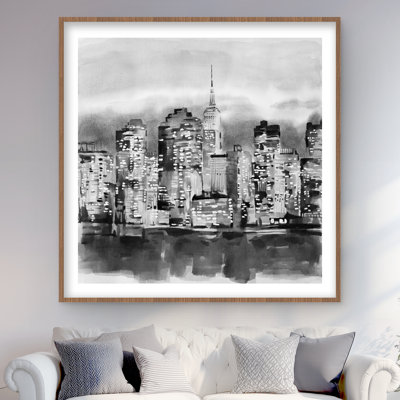 Bâtiments dans un paysage urbain aquarelle | Reproduction encadrée