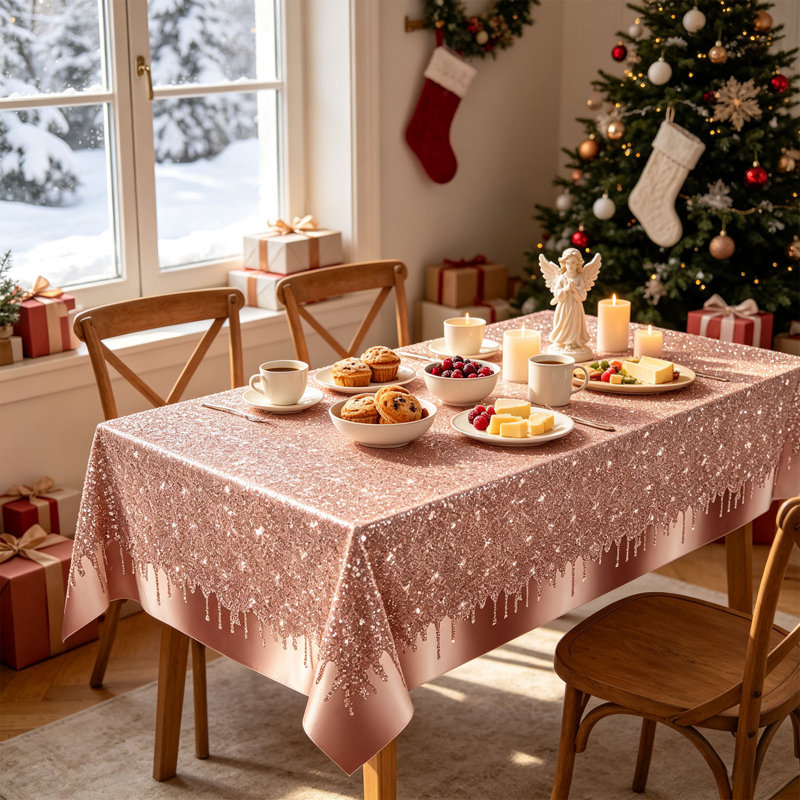 Nappe décorations de Noël Nappe à paillettes pour table