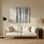 Eucalyptus horizontal rayé gris clair, art mural en métal gris