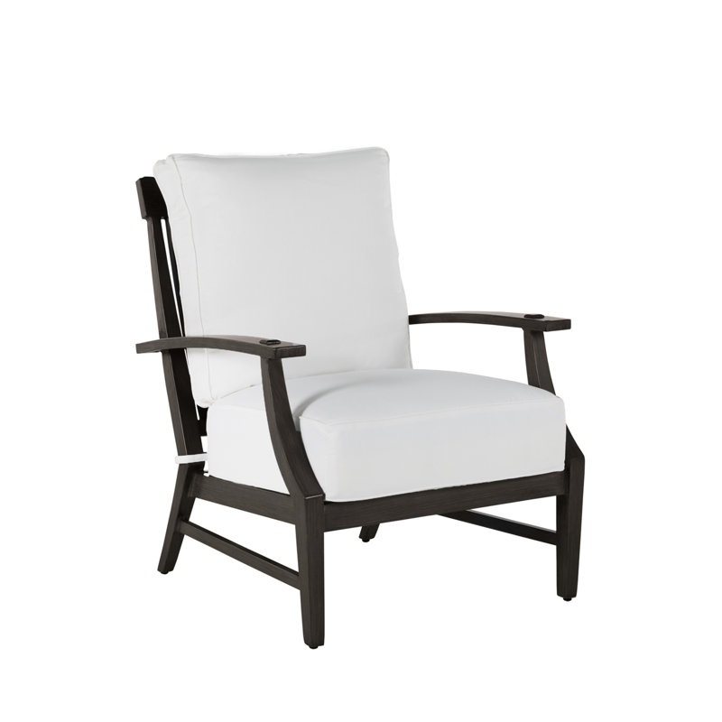 Croquet Patio Chair with Cushions, No Welt + Standard Fill, Intermix Bark, Slate Gray