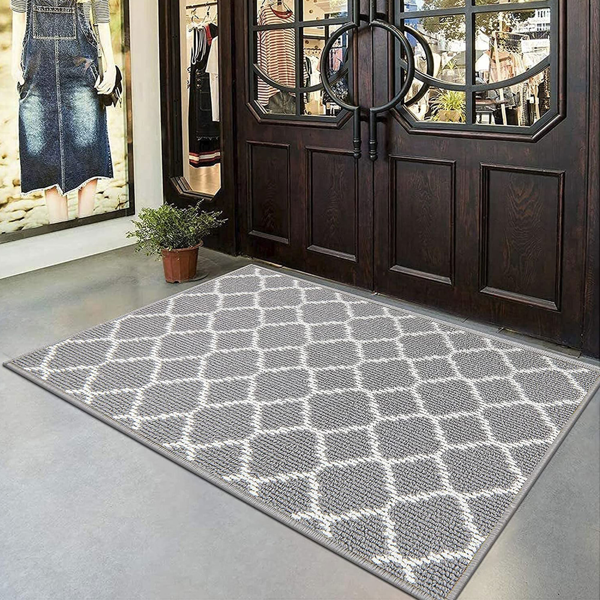 Durable Non-Slip Outdoor Door Mat Ebern Designs Color: Dark Gray, Mat Size: 24 W x 35 L