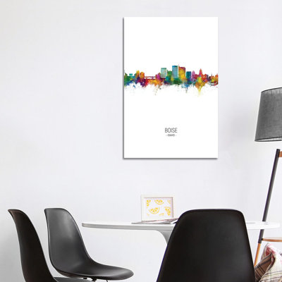 Boise Idaho Skyline Portrait by Michael Tompsett - Wrapped Canvas Painting