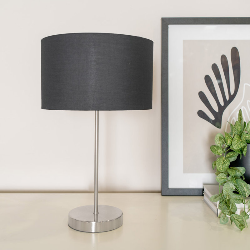 Darraich Metal Table Lamp, Yes, Silver Base/Black Shade