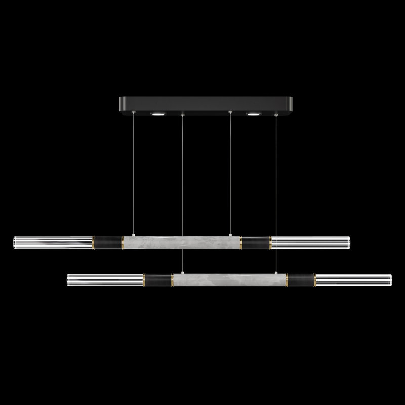 Antonia 71"W Linear Pendant, Brass/Black/Smoke