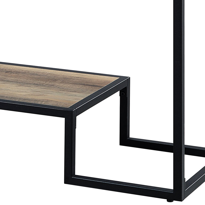 Table Arpin en chêne rustique et finition noire avec structure en métal et options de rangement