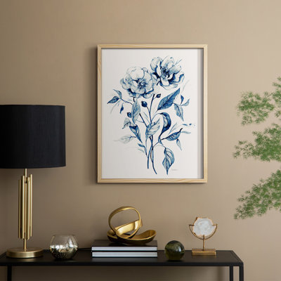Indigo Wild Roses I, reproduction encadrée - bois massif
