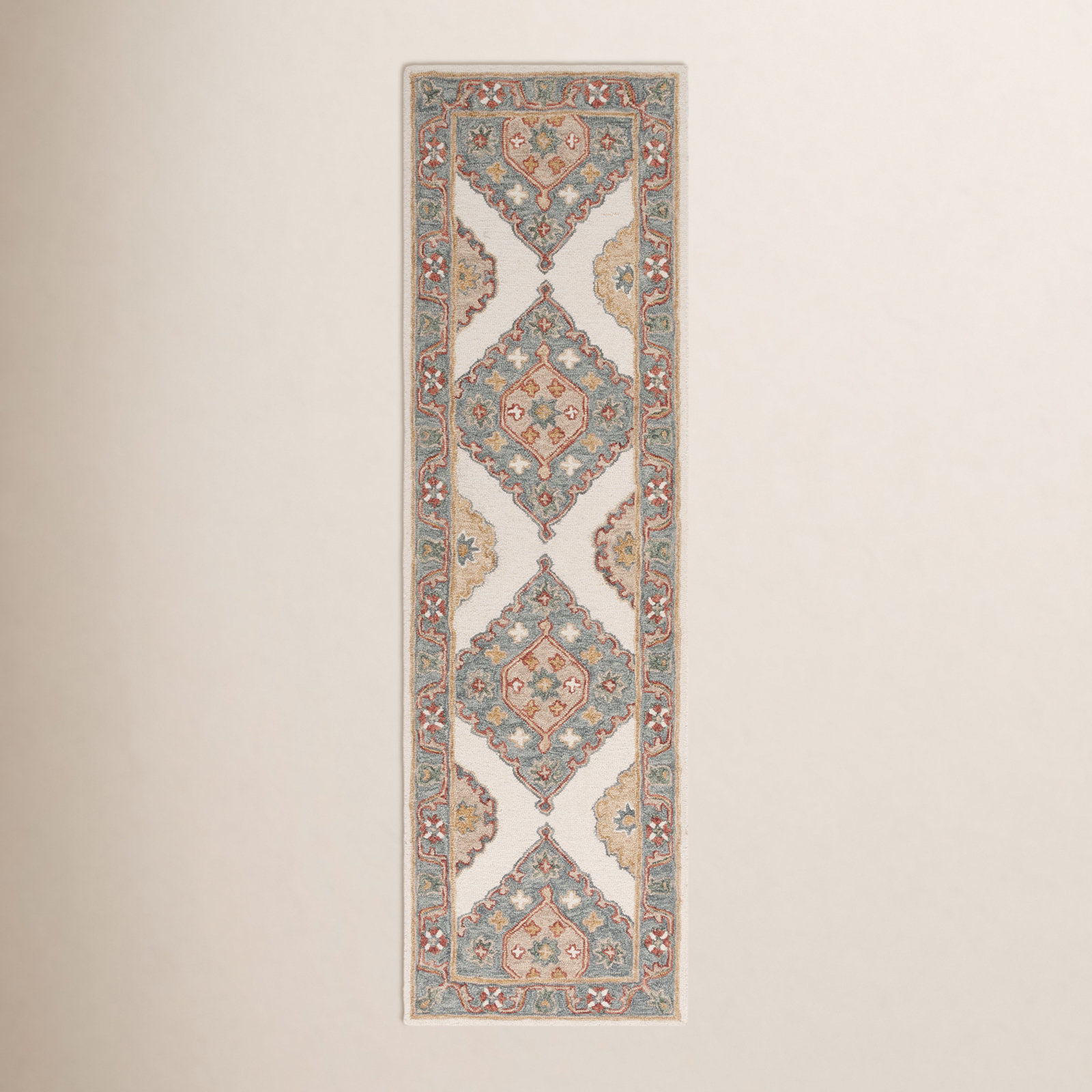 Gray Ivory Hand-Tufted Wool Rug, Runner 2'3" x 8'