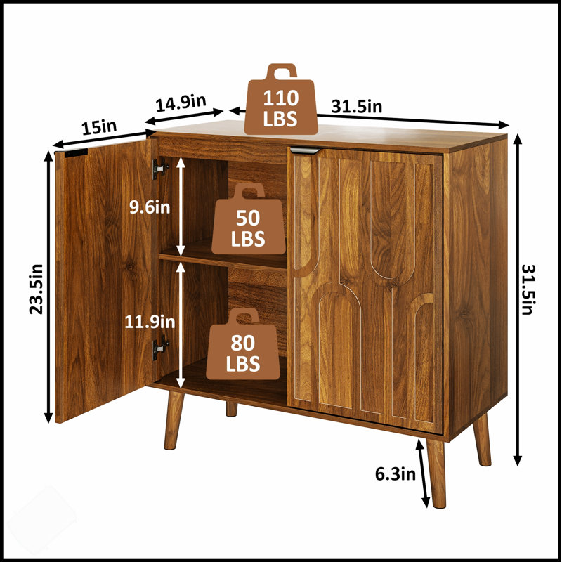 Buffet Farmhouse avec portes à lattes, rangement et conception anti-basculement pour une utilisation polyvalente dans plusieurs pièces