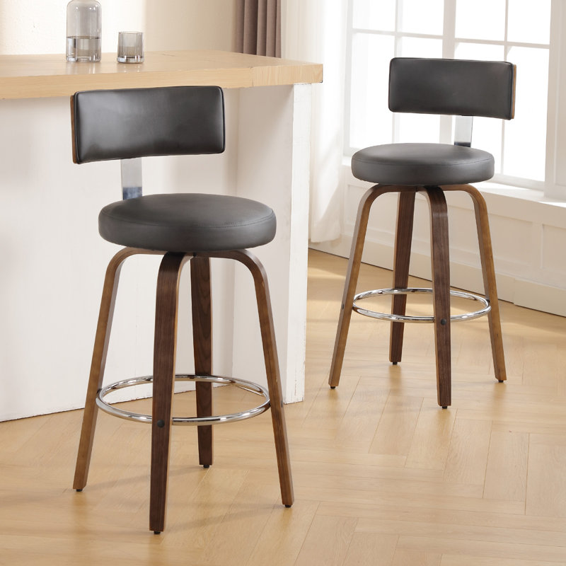 Tabouret de bar et de comptoir Sonja, Siège gris / cadre brun, Tabouret de bar (siège d'une hauteur de 29 po)