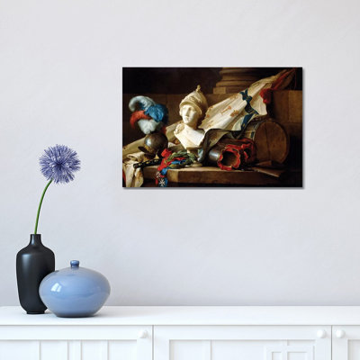 A Bust of Minerva with Armour and Weapons on a Stone Ledge, 1777 1 Piece Wrapped Canvas Painting
