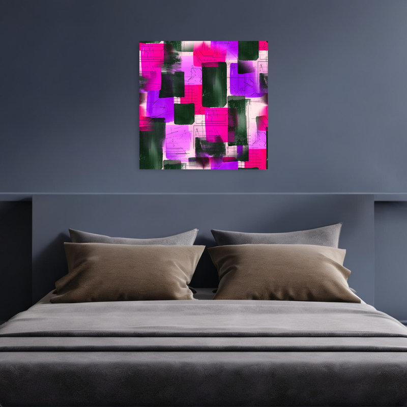 «Vibrant Abstract Shapes Abstract», audacieux et coloré, art mural violet, H 36 po x l 36 po