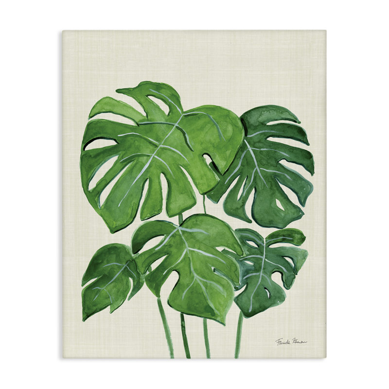 «Green Monstera Bundle», art mural sur toile par Farida Zaman, H 20 po x l 16 po
