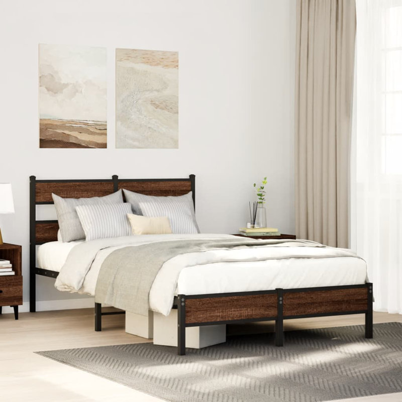Borough Wharf Bed Frame Without Mattress With Headboard, Brown Oak, 91.5cm H x 207cm W x 125cm D
