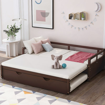 Lit de jour extensible avec lit gigogne, lit de jour en bois avec lit gigogne pour un espace de couchage supplémentaire et polyvalent, idéal pour les chambres d'amis