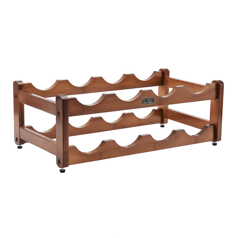 Brown Bamboo 2-Tier Wine Rack for 8 Bottles