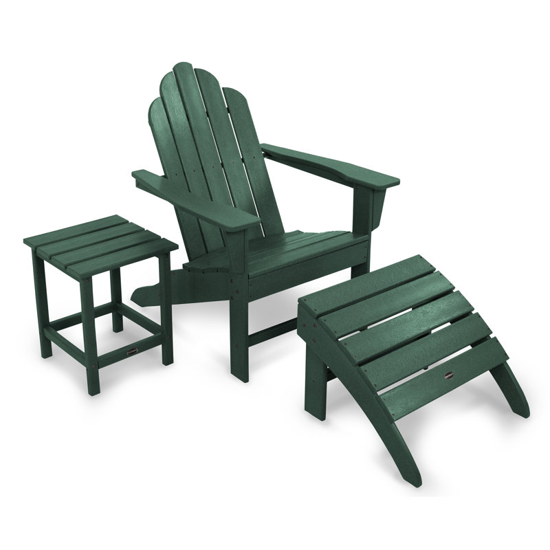POLYWOOD Long Island Adirondack 3-Piece Set, Green