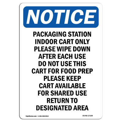 Packaging Station Indoor Cart Sign