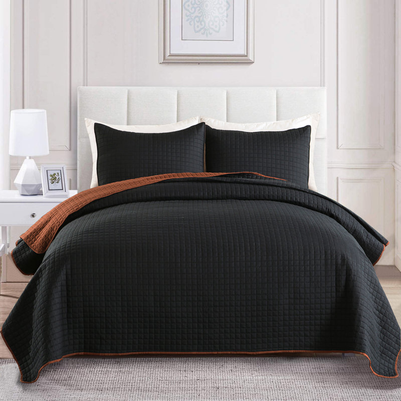 Quilt, Black/Brown, King Quilt + 2 King Shams