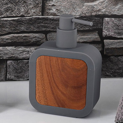 Contemporary Soap Dispenser Rubber and Wood