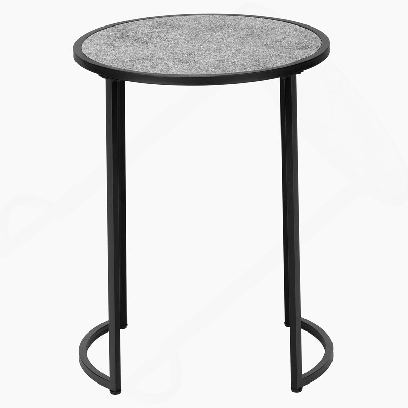 Accent Table, Side, Round, End, Nightstand, Lamp, Grey Laminate, Black Metal, Contemporary, Modern