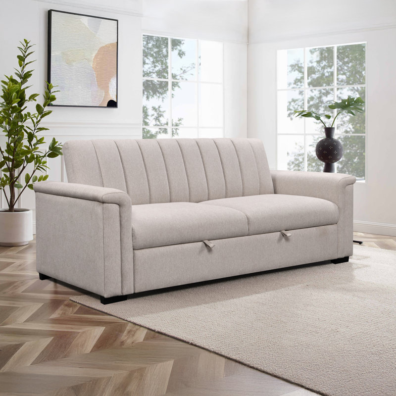 Charlotte 3 Seater Fabric Sofa Bed, Beige