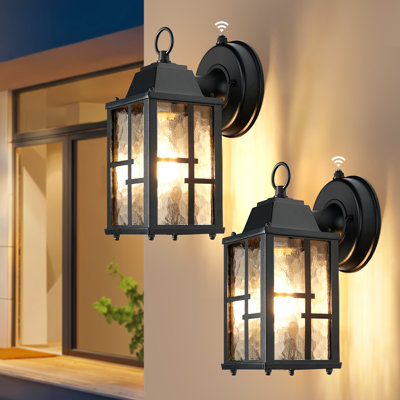 Aluminum Outdoor Wall Lantern With Dusk To Dawn And Motion Sensor(Set of 2)