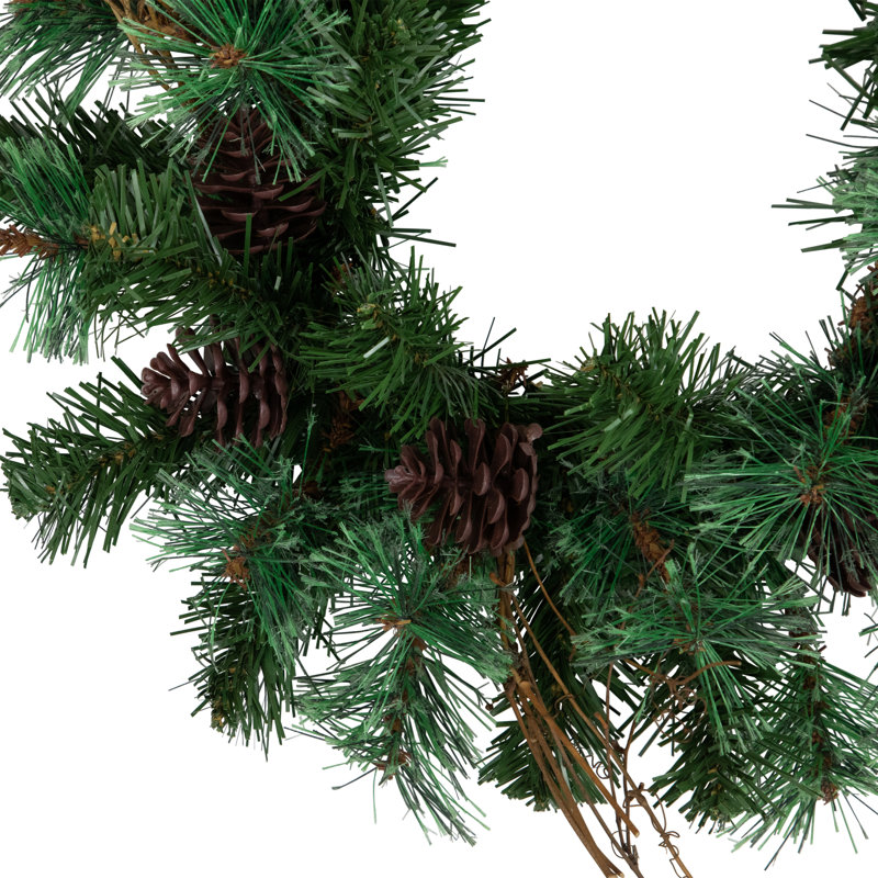 24" Green Pine and Grapevine Christmas Wreath