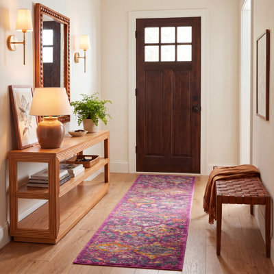 Christa Floral Fuchsia/Blue Area Rug