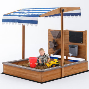 Kids Large Wooden Sandboxes With Roof, Outdoor Sand Box Play W/canopy For Backyard Garden Beach, Sand Pit For Beach Patio Outdoor, [adjustable Cover & Sand Funnel & Drawing Board] 
