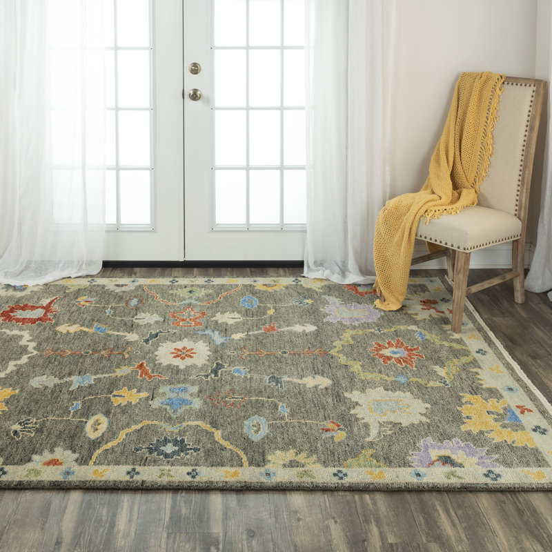 Wool Floral Indoor Rug, Rectangle 9' X 12'