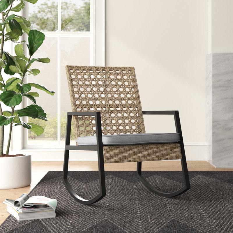 Dolezal Metal Outdoor Chair, Light Brown Frame/Gray Cushion